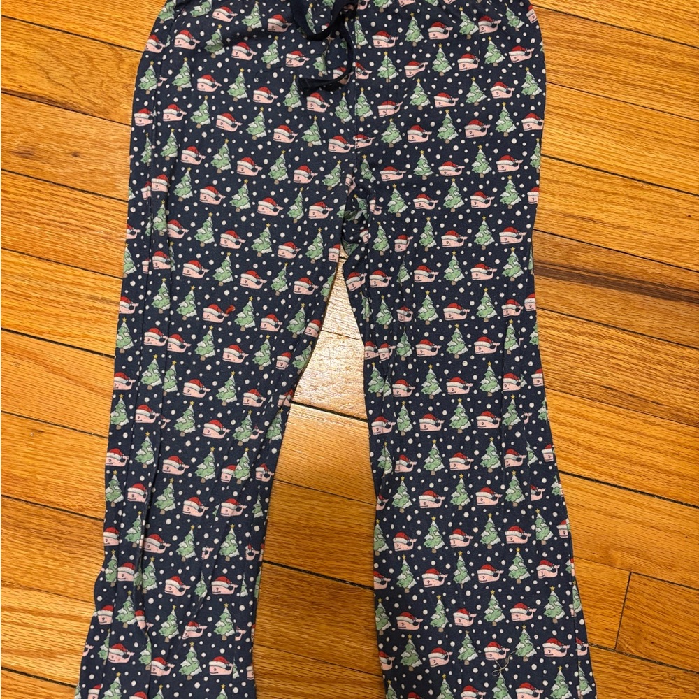 Vineyard Vines Kids Pajama Bottoms - Navy with Santa and Tree Print